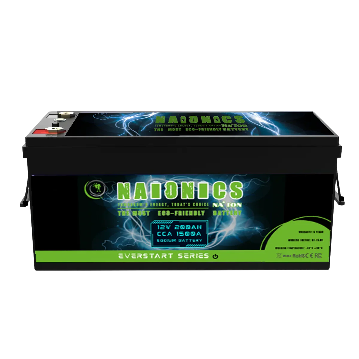 12V 200Ah batteria al sodio with 1500A CCA, eco-friendly serie everstart, black casing