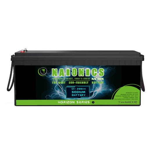 12V 200Ah batteria sodio-ione, black case, eco-friendly label, serie horizon